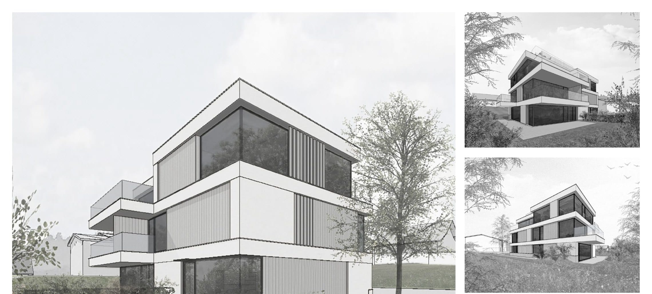 Neubau Birchwil – Garten- & Terrassenperspektive
